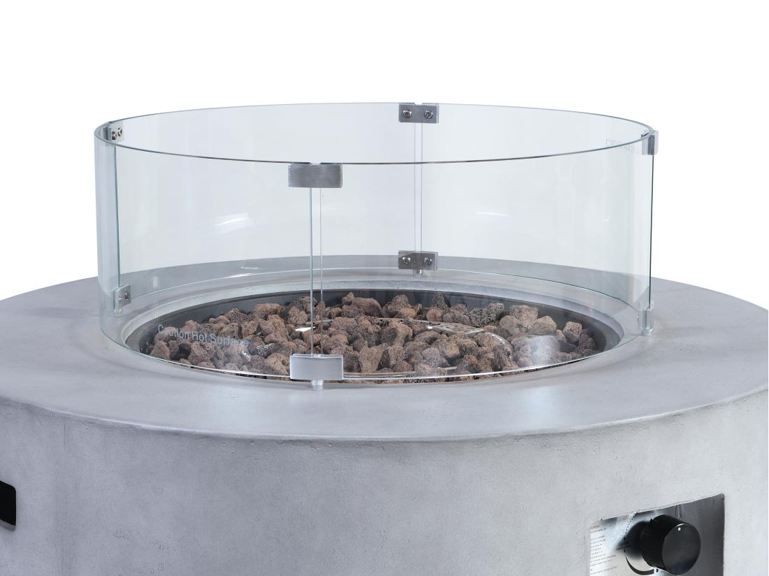 Vente Unique Table Braséro Ronde Au Gaz En MGO Effet Béton - SEROZA