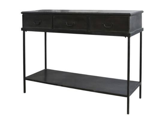 vente unique Table console desserte en fer noir antique 123 x 41 x 91 cm
