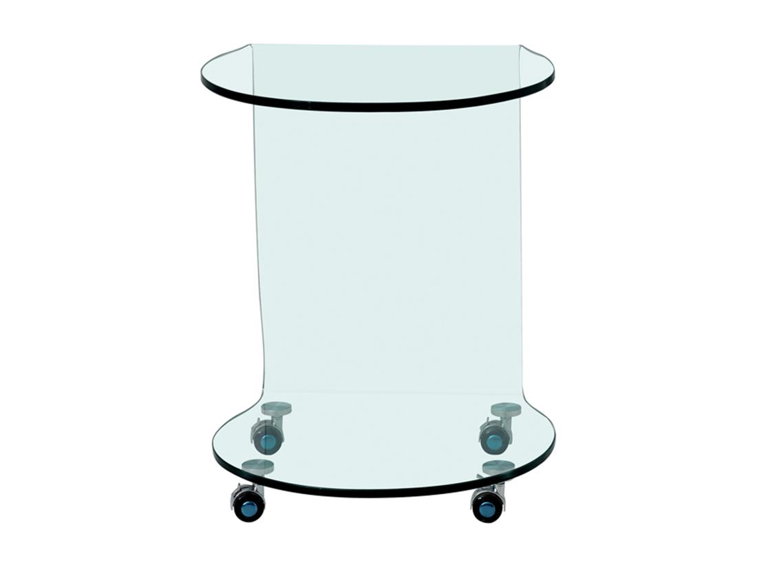 Vente Unique Table D'appoint à Roulettes En Verre Trempé Courbé - Transparent - TILPY
