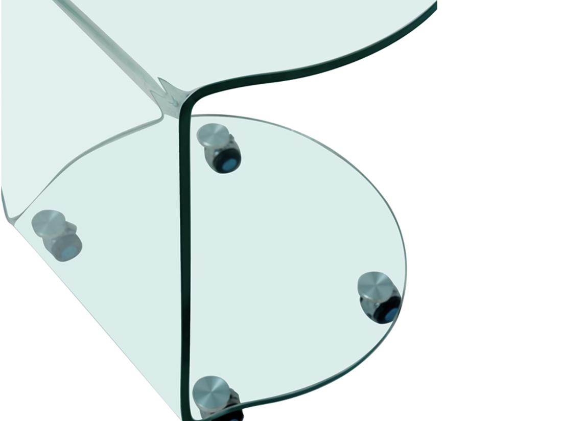 Vente Unique Table D'appoint à Roulettes En Verre Trempé Courbé - Transparent - TILPY