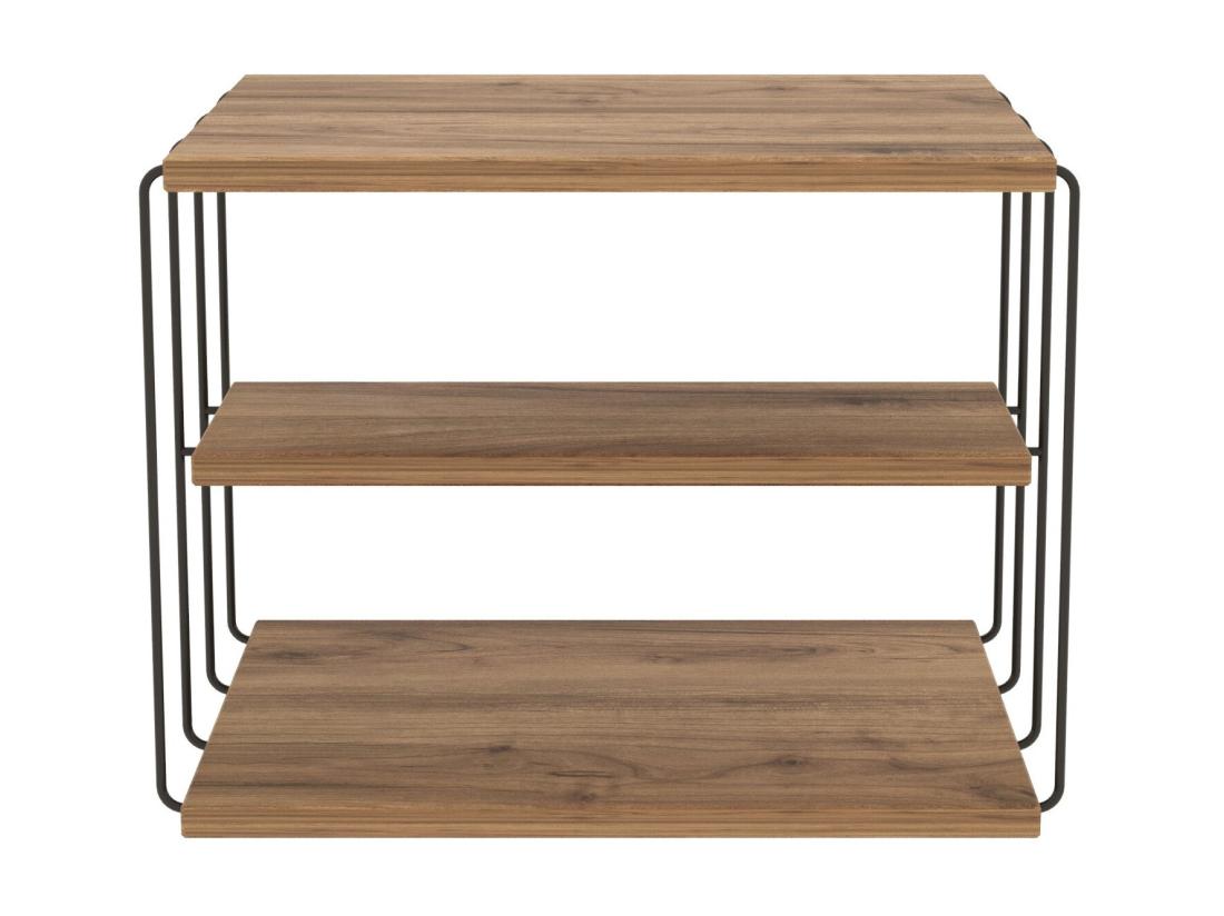 Vente Unique Table D'appoint Avec 1 étagère - Naturel Clair Et Noir - BRILENA