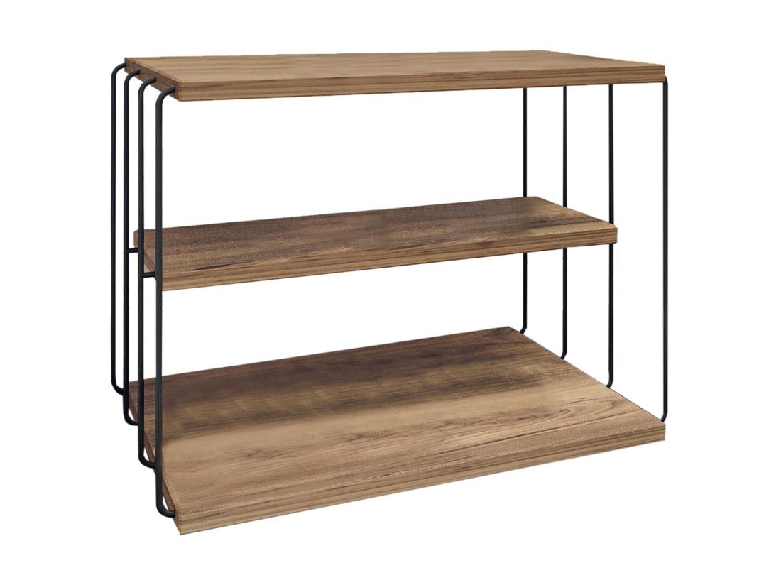 Vente Unique Table D'appoint Avec 1 étagère - Naturel Clair Et Noir - BRILENA