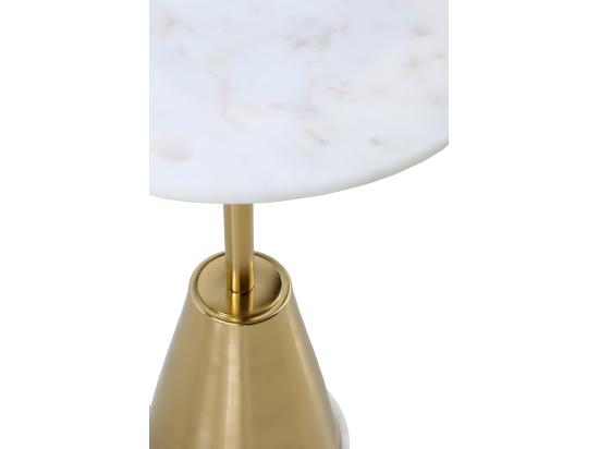 Vente Unique Table D'appoint Avec Base En Métal Doré Et Plateau En Marbre Blanc