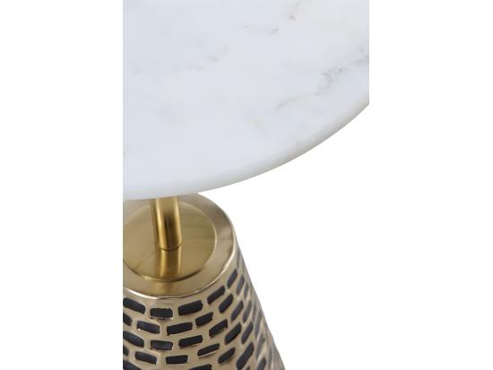 Vente Unique Table D'appoint Avec Base En Métal Doré Et Plateau En Marbre Blanc