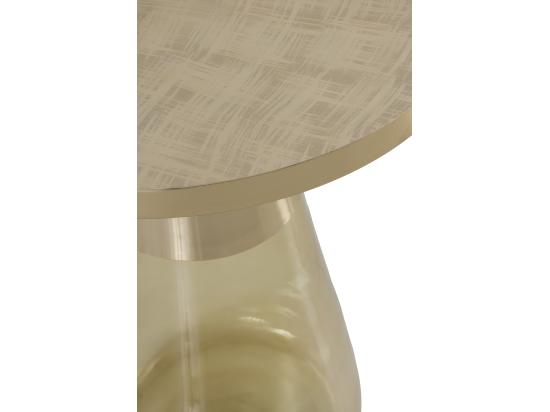 Vente Unique Table D'appoint Avec Base En Verre Vert Et Plateau En Métal Doré