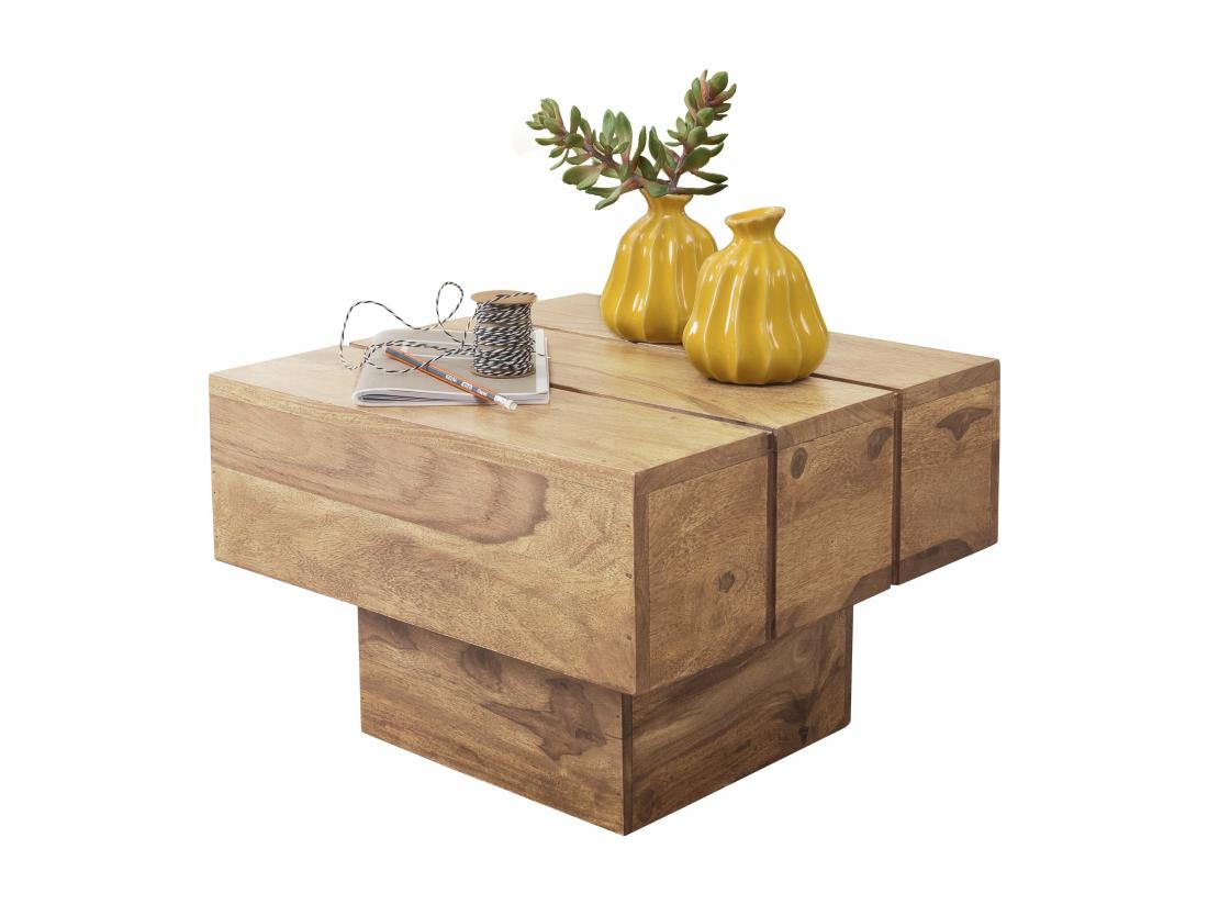 vente unique Table d'appoint Bois Massif 44x30x44cm Bout de canapé Table de Salon