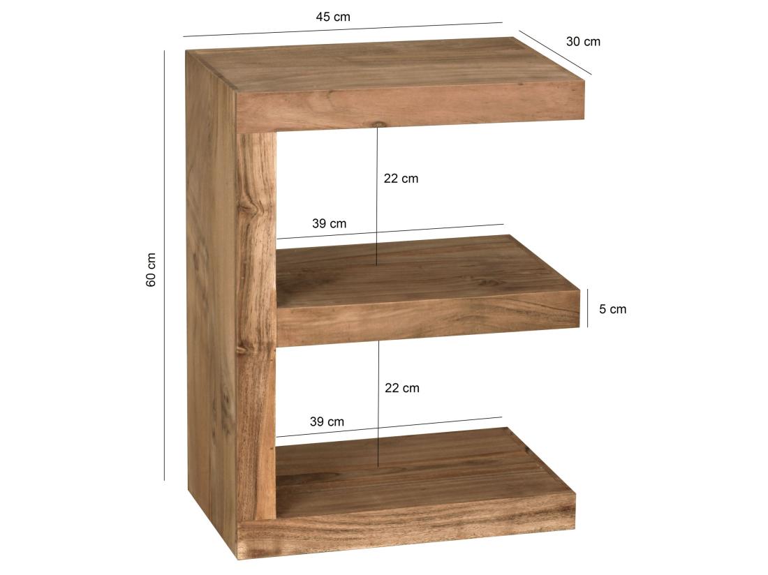 Vente Unique Table D'appoint Bois Massif 45x60x30cm Bout De Canapé Table De Salon