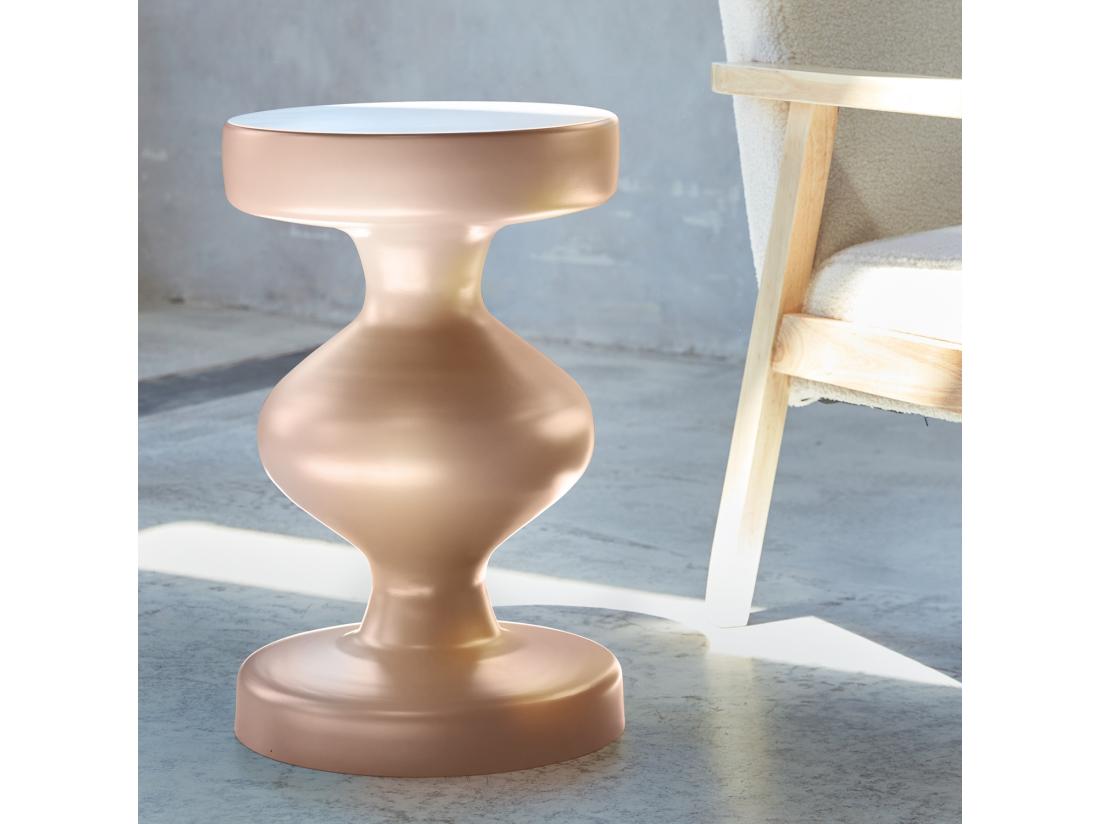 vente unique Table d'appoint. bout de canapé. table de chevet en métal. rose. Hawa Ø29.5 x H 47cm
