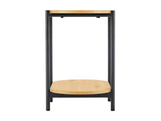 Vente Unique Table D'appoint BRODIE Avec Finition Chêne Et Pieds Métal Noirs - 60x34 Cm - Bois