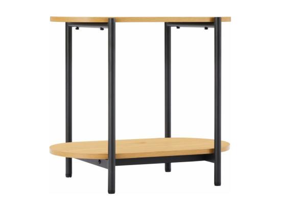 vente unique Table d'appoint BRODIE avec finition chêne et pieds métal noirs - 60x34 cm - Bois