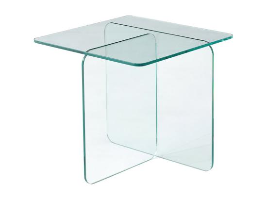 vente unique Table d'appoint carrée design moderne verre trempé transparent - ICE