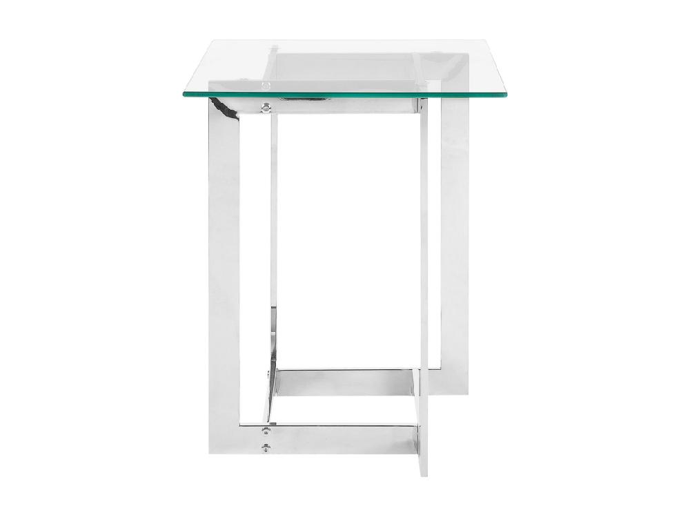Vente Unique Table D'appoint CRYSTAL Verre De Sécurité Argenté