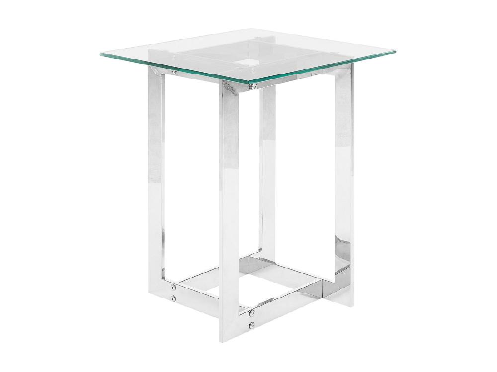 vente unique Table d'appoint CRYSTAL Verre de sécurité Argenté