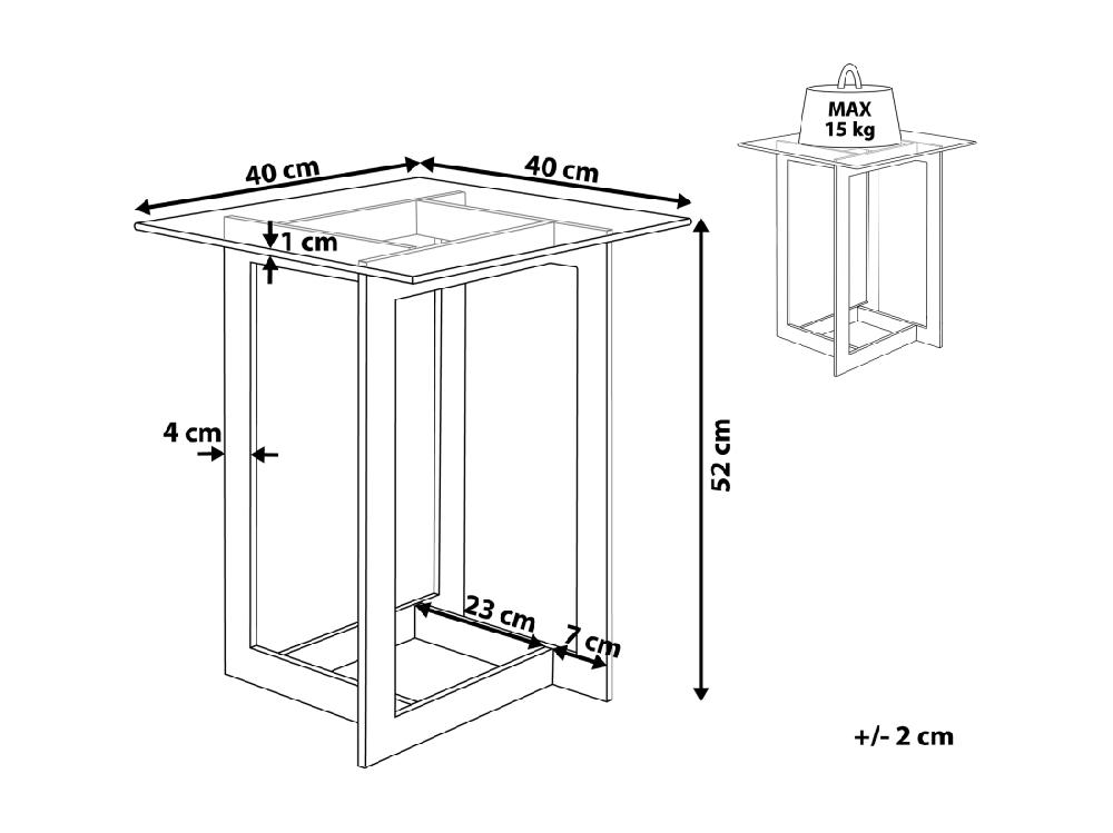 Vente Unique Table D'appoint CRYSTAL Verre De Sécurité Doré