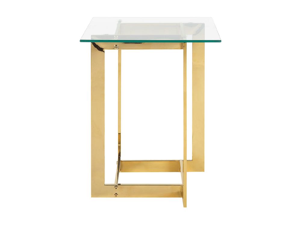 Vente Unique Table D'appoint CRYSTAL Verre De Sécurité Doré