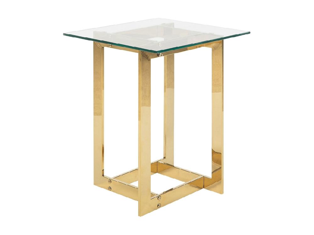 vente unique Table d'appoint CRYSTAL Verre de sécurité Doré