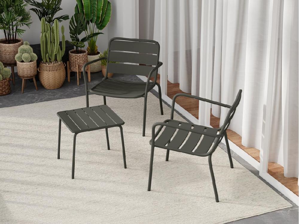 Vente Unique Table D'appoint De Jardin En Métal Carrée - Gris Anthracite - MIRMANDE De MYLIA
