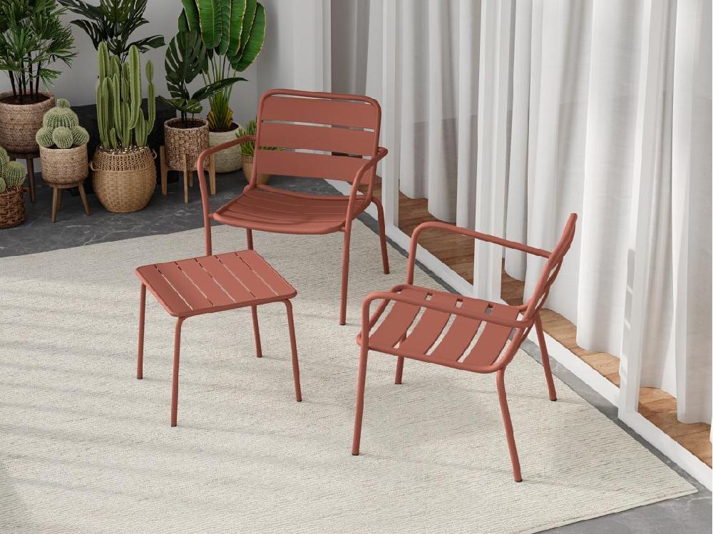 Vente Unique Table D'appoint De Jardin En Métal Carrée - Terracotta - MIRMANDE De MYLIA