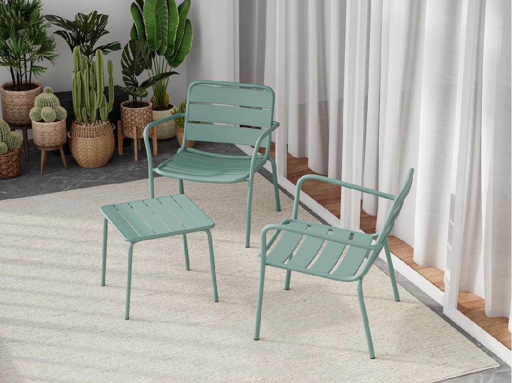Vente Unique Table D'appoint De Jardin En Métal Carrée - Vert Amande - MIRMANDE De MYLIA