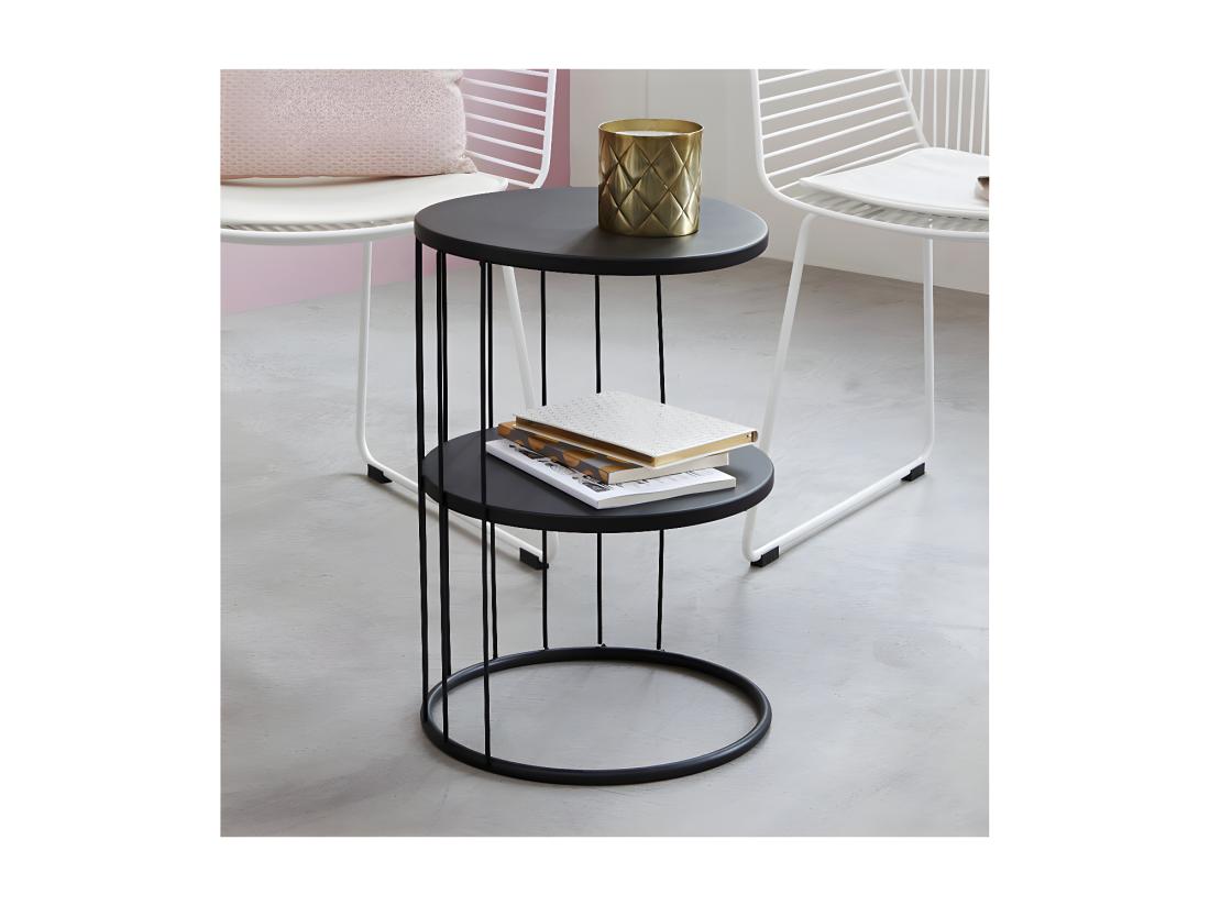 Vente Unique Table D'appoint Design Et Originale En Métal Noir H 52 Cm