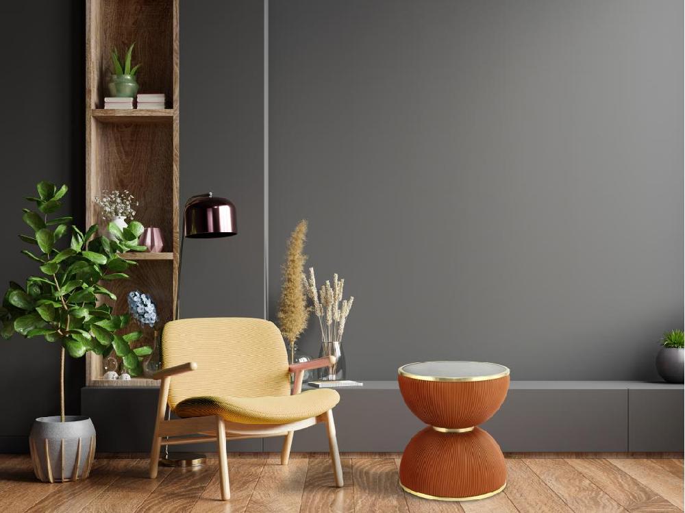 Vente Unique Table D'Appoint Design "Jokai" 51cm Cognac & Or