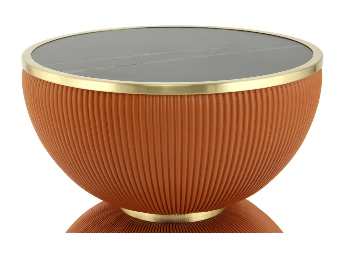 Vente Unique Table D'Appoint Design "Jokai" 51cm Cognac & Or