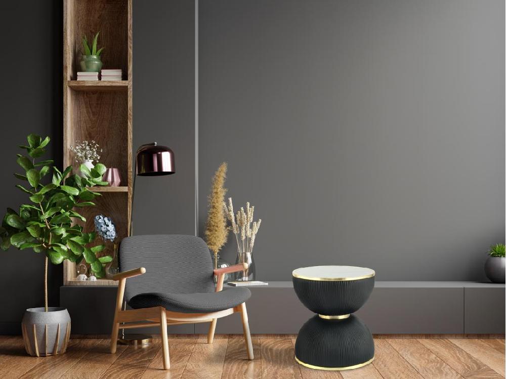 Vente Unique Table D'Appoint Design "Jokai" 51cm Noir & Or