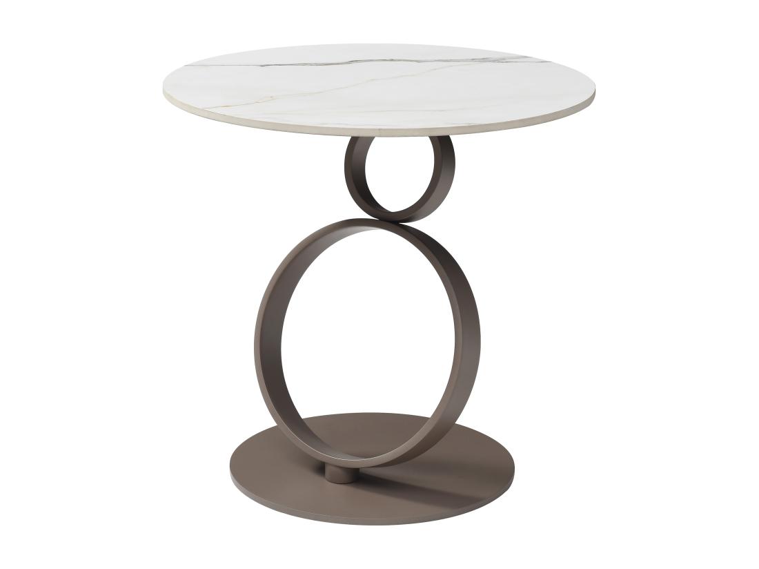 Vente Unique Table D'appoint En Céramique Et Métal Taupe - Effet Marbre Blanc - JOLINE De Maison Céphy