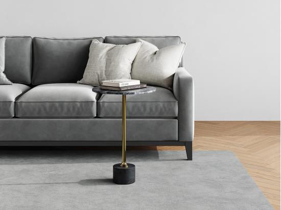 Vente Unique Table D'appoint En Marbre Et Métal - Anthracite Et Doré - GIANINA