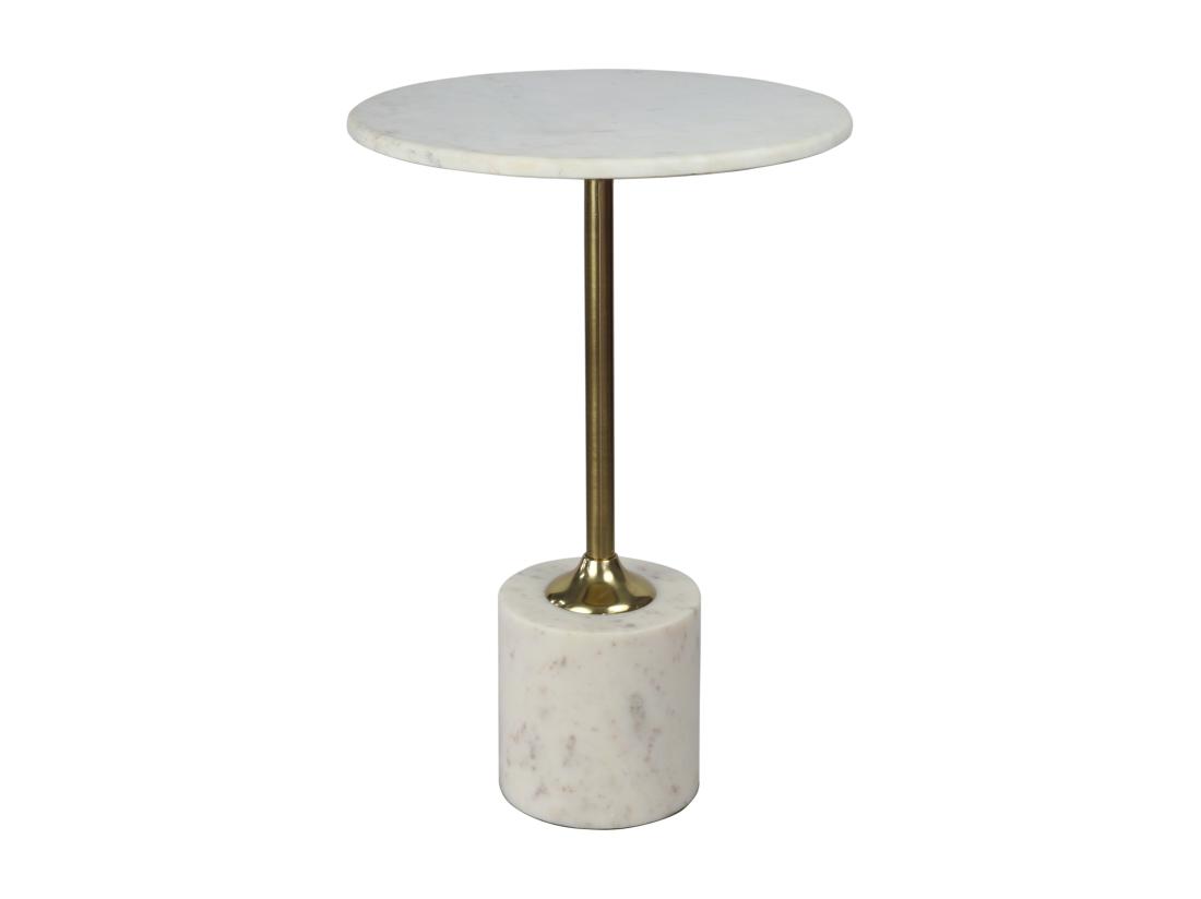Vente Unique Table D'appoint En Marbre Et Métal - Blanc Et Doré - GIANINA