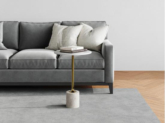 Vente Unique Table D'appoint En Marbre Et Métal - Blanc Et Doré - GIANINA