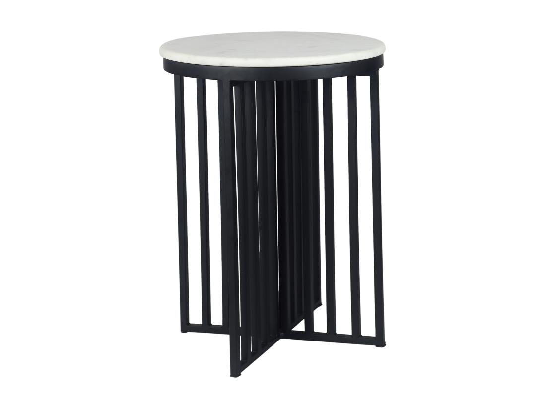 Vente Unique Table D'appoint En Marbre Et Métal - Blanc Et Noir - LILEA