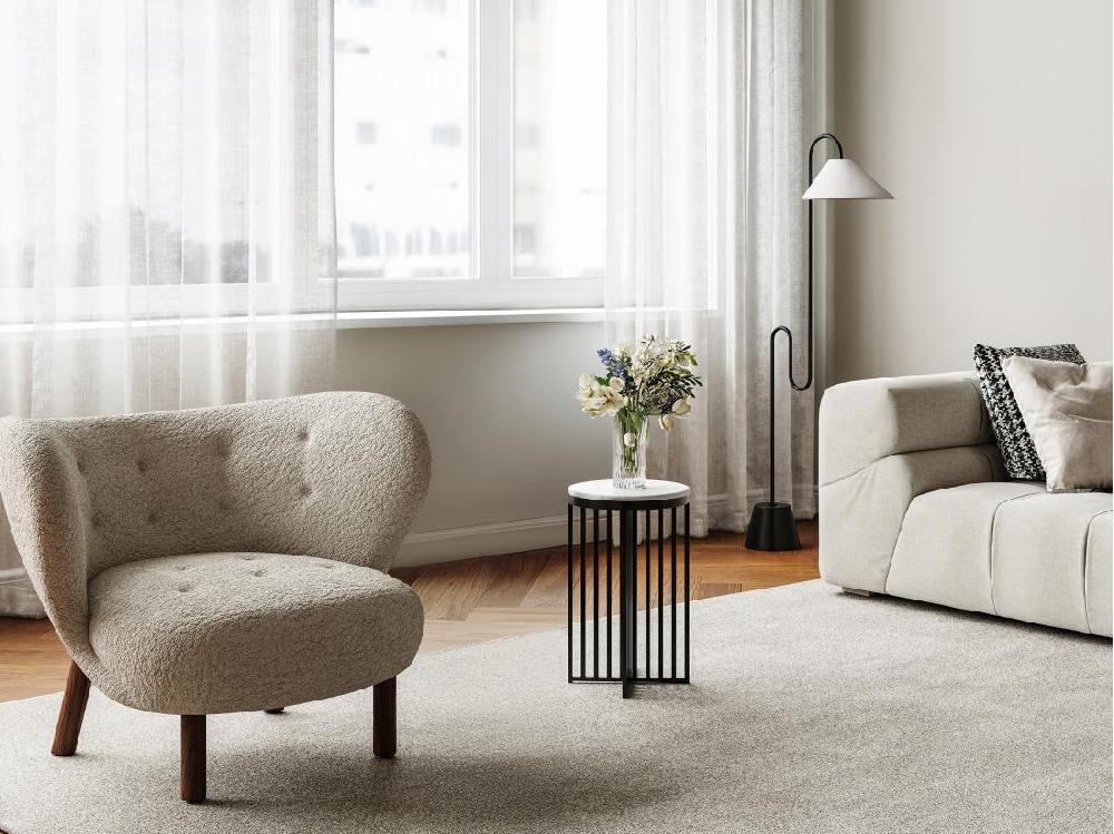 Vente Unique Table D'appoint En Marbre Et Métal - Blanc Et Noir - LILEA