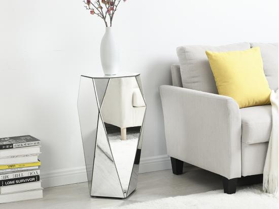vente unique Table d'appoint en MDF et miroir - Coloris : Argent - SIGRID de Pascal MORABITO