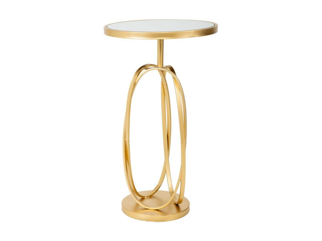 Vente Unique Table D'appoint En Métal Doré Avec Surface En Verre D35.5x61h