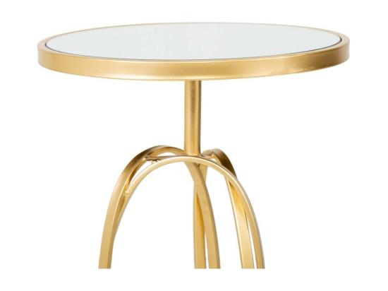 Vente Unique Table D'appoint En Métal Doré Avec Surface En Verre D35.5x61h