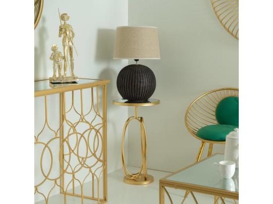 vente unique Table d'appoint en métal doré avec surface en verre d35.5x61h