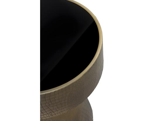 Vente Unique Table D'appoint En Métal Doré Et Verre Noir