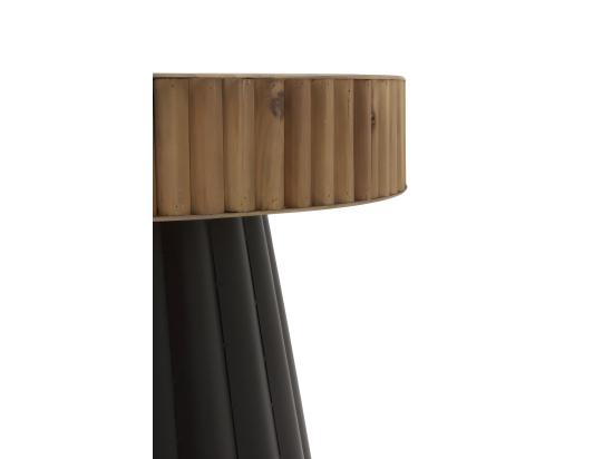 Vente Unique Table D'appoint En Métal Noir Et Bois Naturel