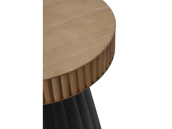 vente unique Table d'appoint en métal noir et bois naturel