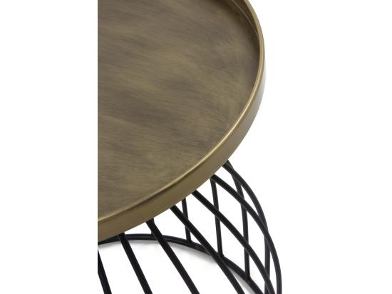 Vente Unique Table D'appoint En Métal Noir Et Plateau Doré