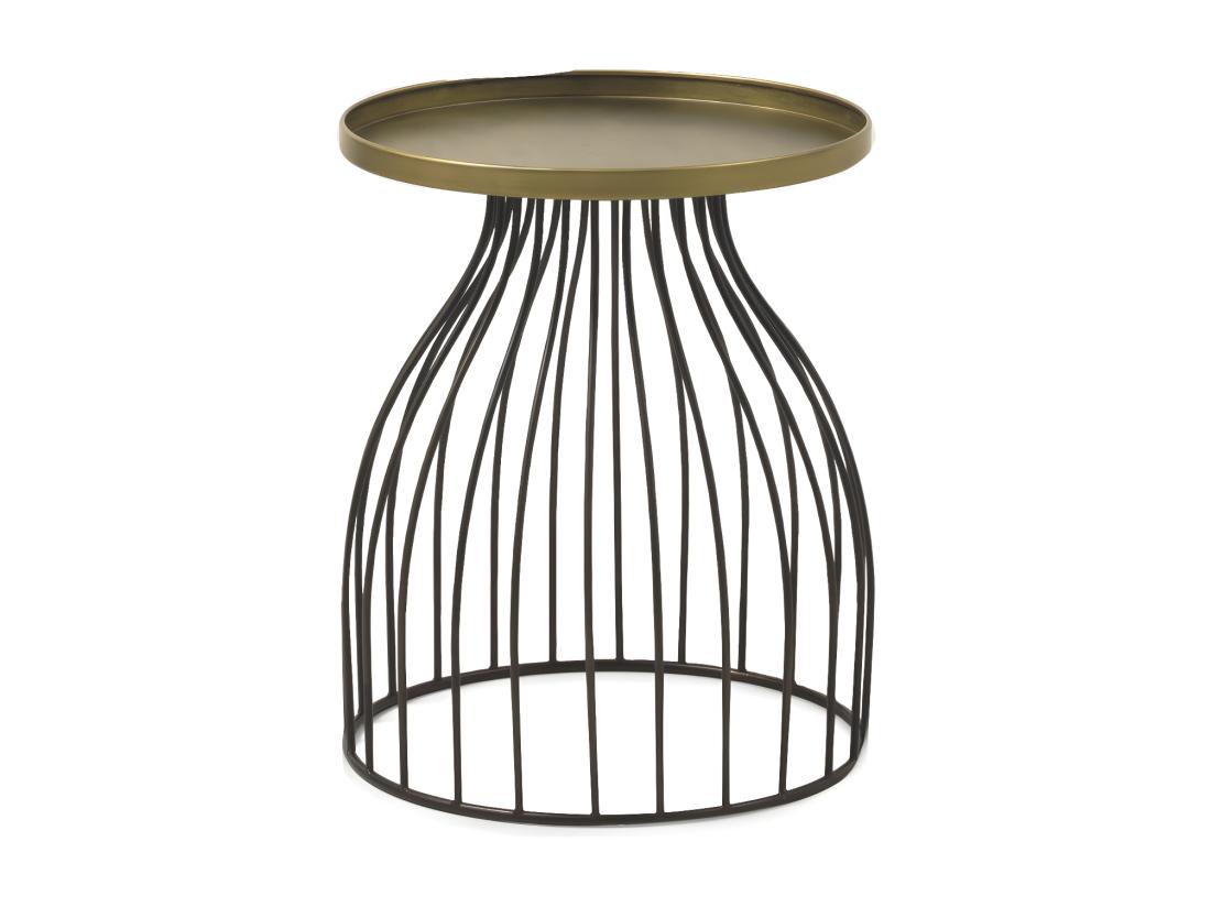 vente unique Table d'appoint en métal noir et plateau doré