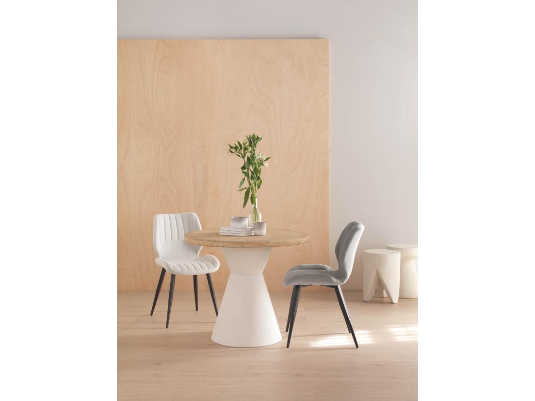 vente unique Table d'appoint en polyrésine couleur sable