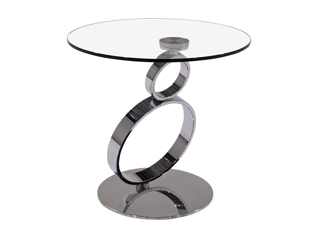 Vente Unique Table D'appoint En Verre Trempé Et Acier - Transparent - JOLINE De Maison Céphy