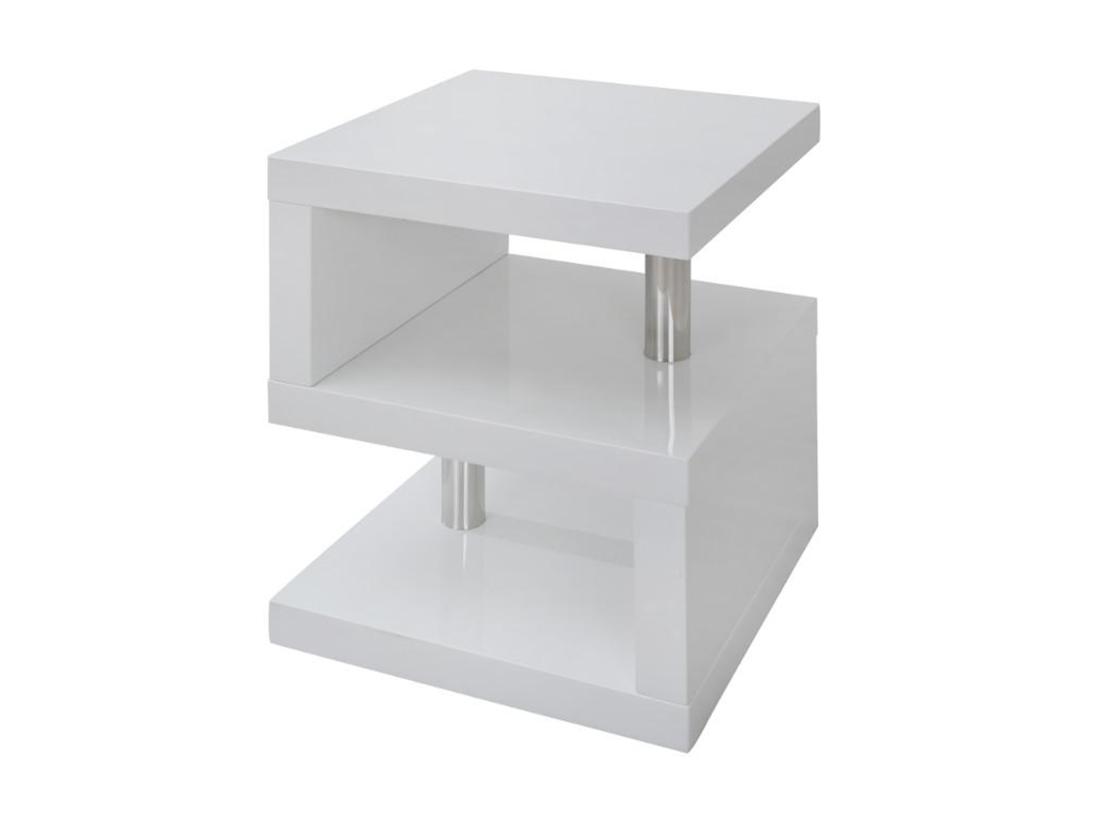 Vente Unique Table D'appoint LYLIA II - MDF Laqué Blanc - Avec LEDs - Blanc