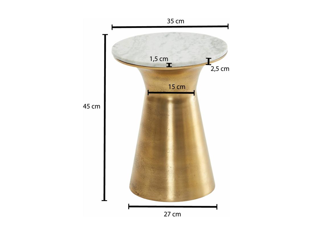 Vente Unique Table D'appoint Marbre Véritable Ronde 35x35x45 Cm Petite Table De Salon