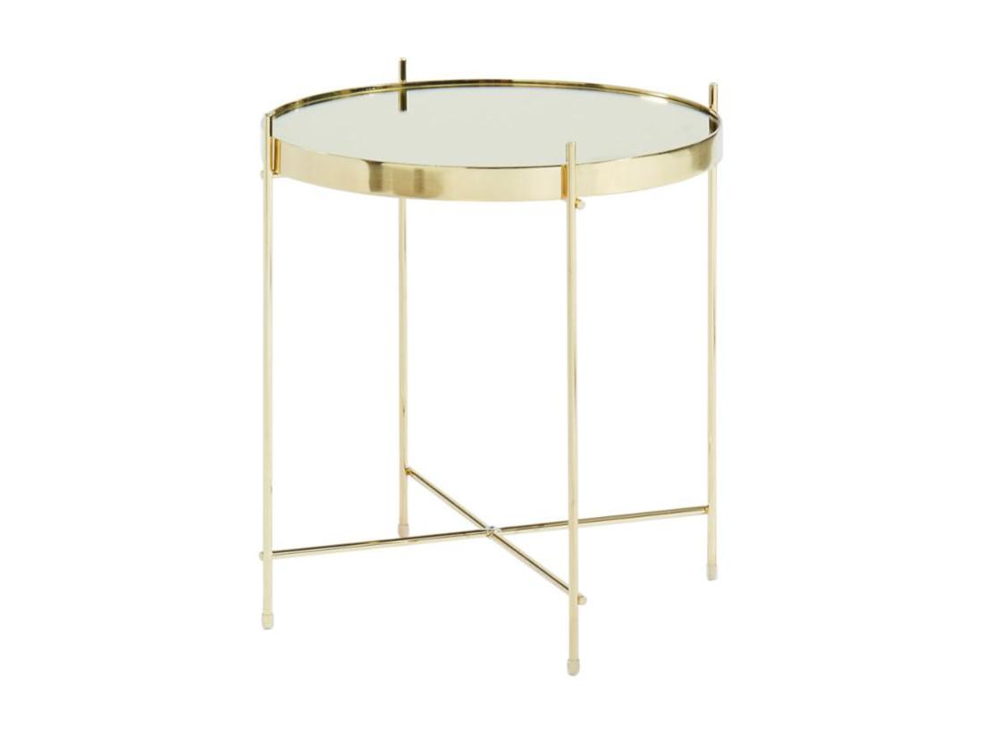 Vente Unique Table D'appoint MARCIA - Miroir & Métal - Doré