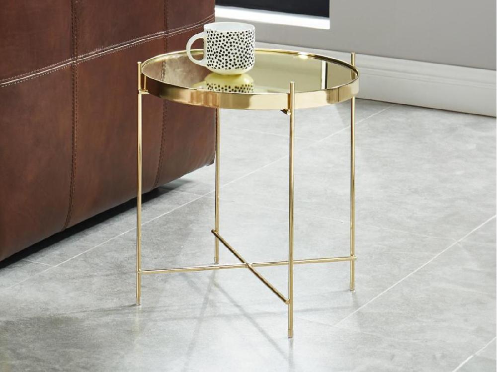 vente unique Table d'appoint MARCIA - Miroir & Métal - Doré