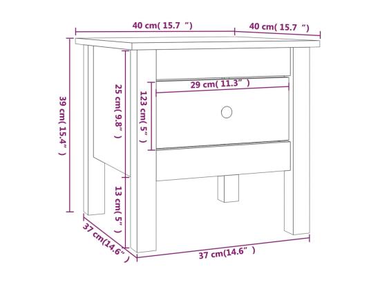 Vente Unique Table D'appoint Noir 40x40x39 Cm Bois Massif De Pin