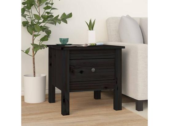 Vente Unique Table D'appoint Noir 40x40x39 Cm Bois Massif De Pin
